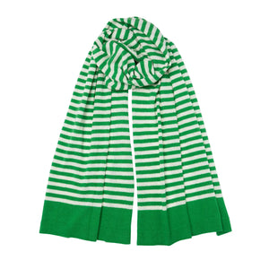 NEW Breton Knitted Cashmere Scarf - Green/Off White