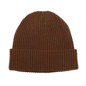 NEW Rib Knit Merino Wool Beanie - Brown