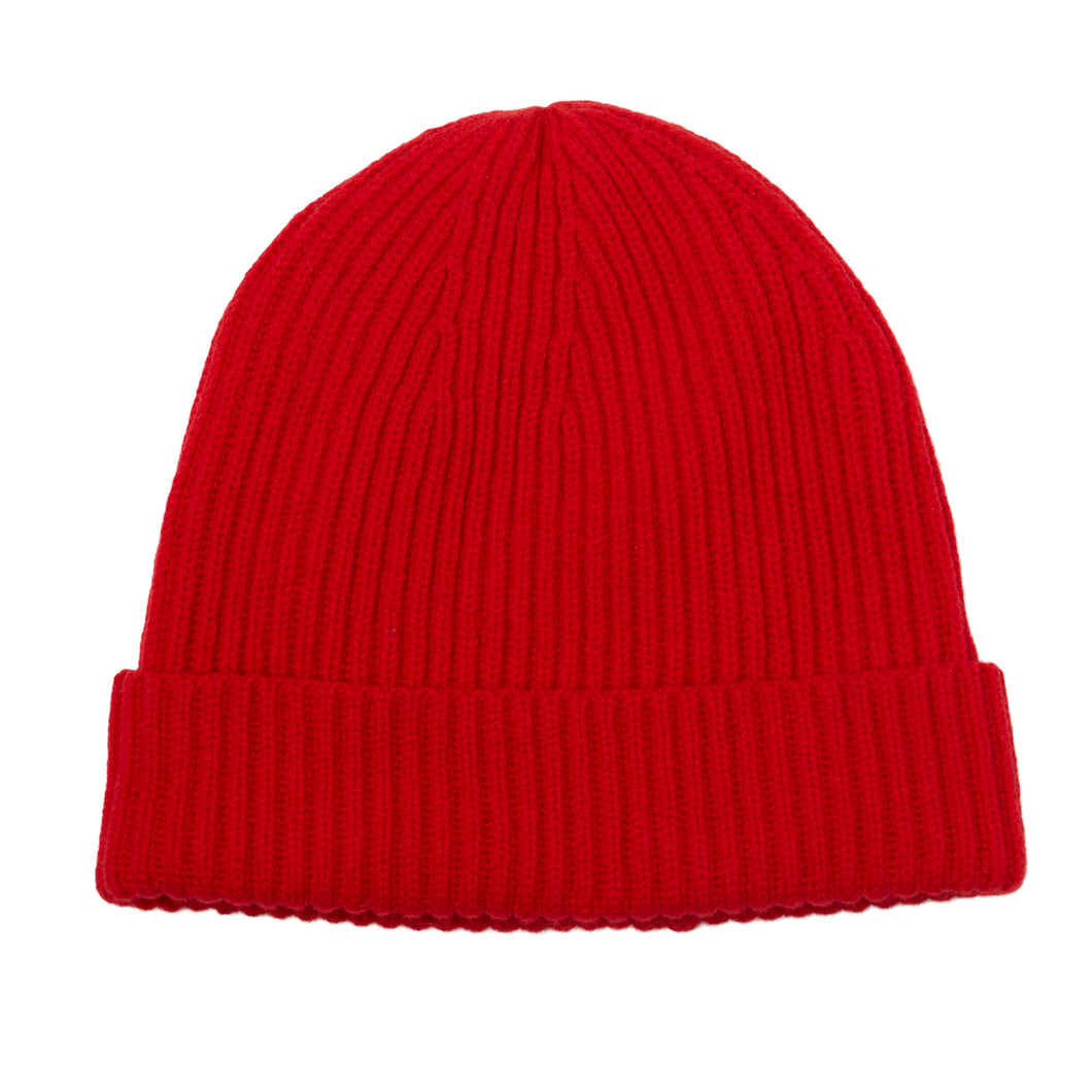 NEW Rib Knit Merino Wool Beanie - Red