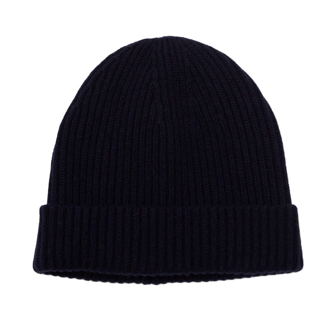 NEW Rib Knit Merino Wool Beanie - Navy