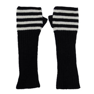 NEW Breton Cashmere Loose Rib Wrist Warmers - Black/Off White