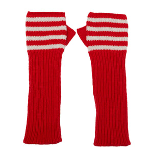 NEW Breton Cashmere Loose Rib Wrist Warmers - Red/Off White