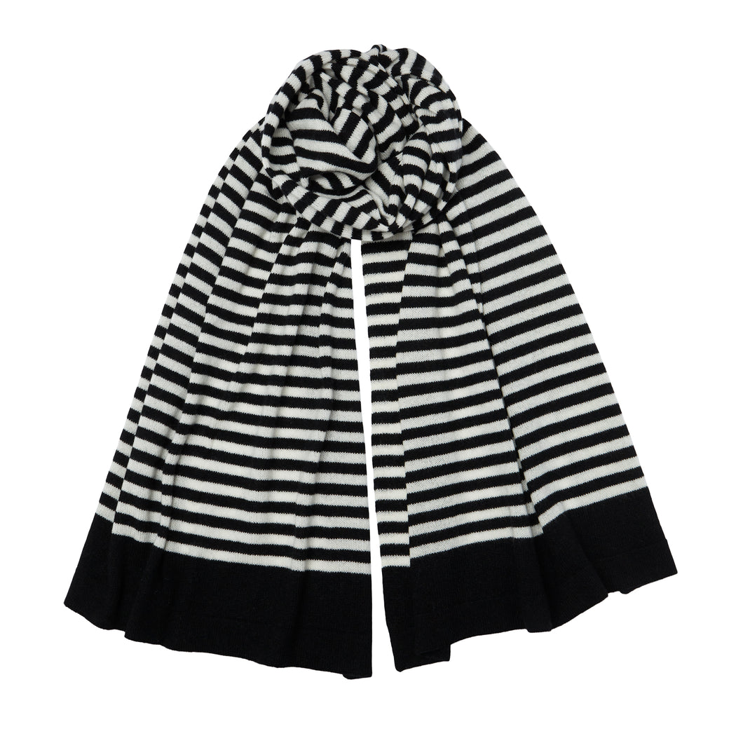 NEW Breton Knitted Cashmere Scarf - Black/Off White