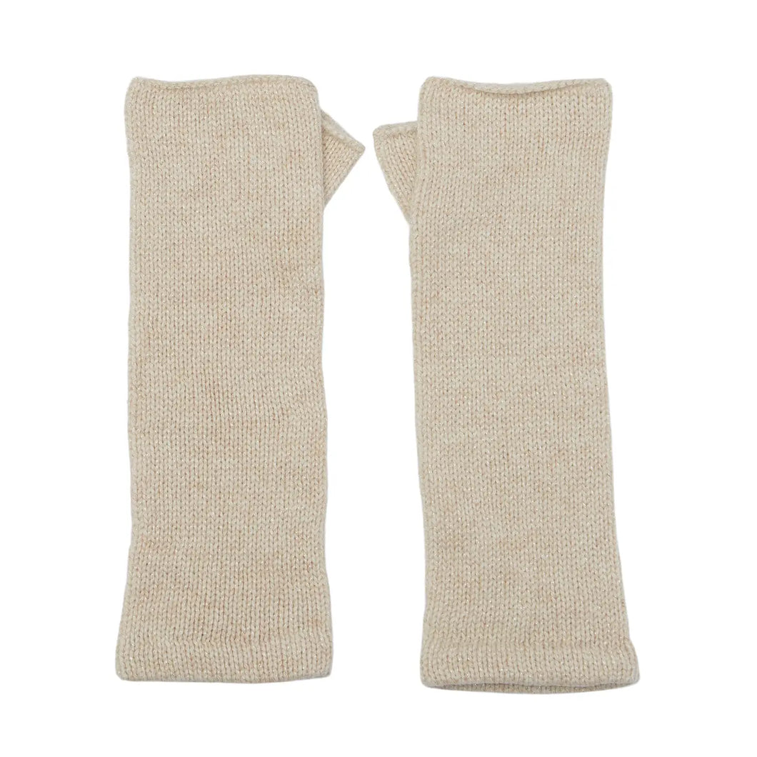 NEW Cashmere Plain Knit Wrist Warmer - Lurex Cream