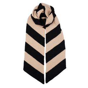 NEW Long Skinny Diagonal Stripe Cashmere Scarf - Camel/Black