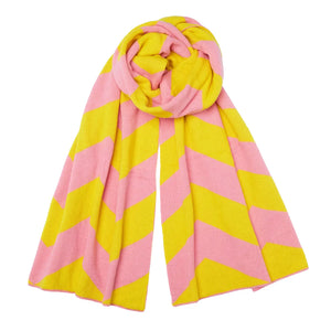 NEW Chevron Cashmere Scarf - Pink/Yellow