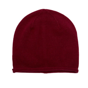 NEW Cashmere Plain Knit Beanie - Plum