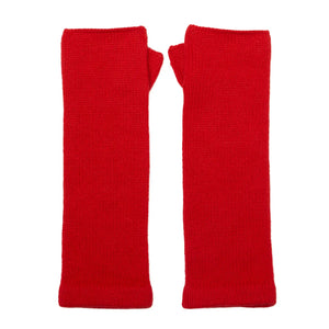 NEW Cashmere Plain Knit Wrist Warmer - Bright Red