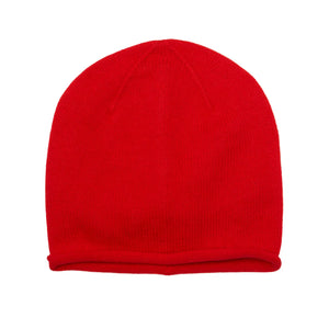 NEW Cashmere Plain Knit Beanie - Red