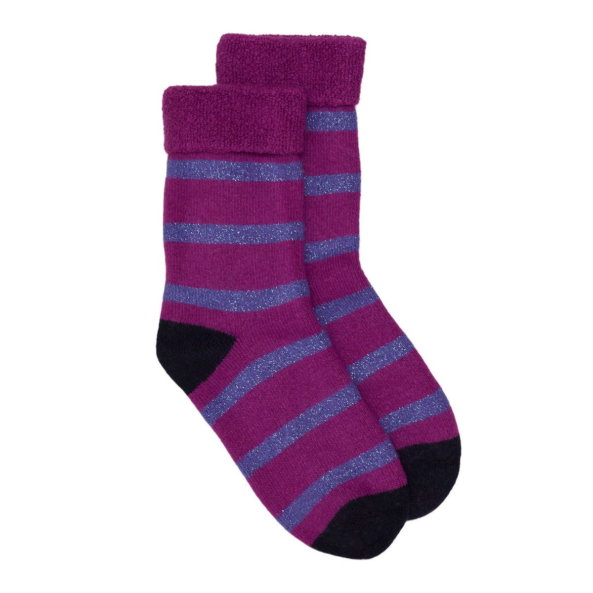 Slipper Sock Glitter Stripe Wool Mix - Purple/Navy – Somerville Scarves