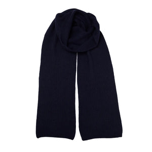 NEW Long Rib Knit Merino Scarf - Navy