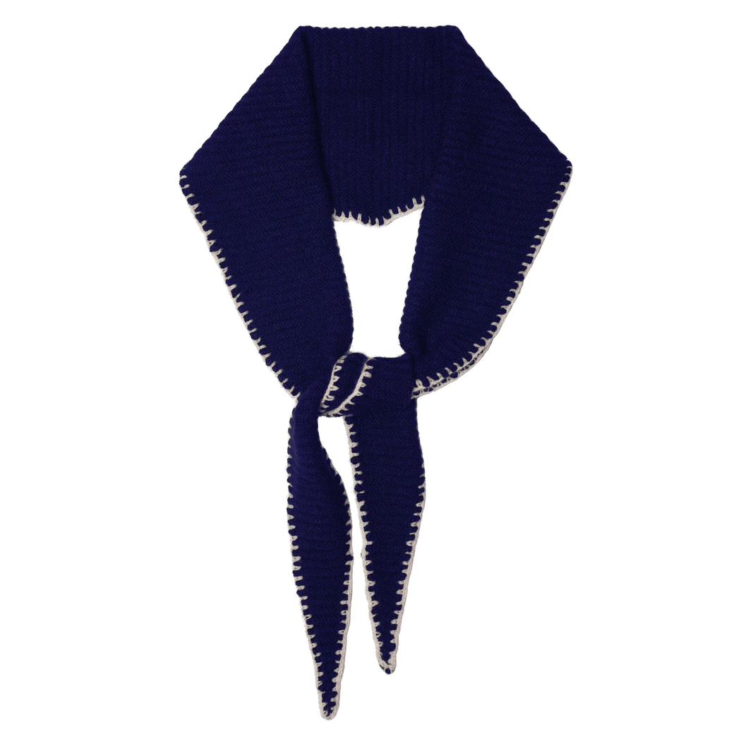 NEW Cashmere Diamond Skinny Scarf - Navy